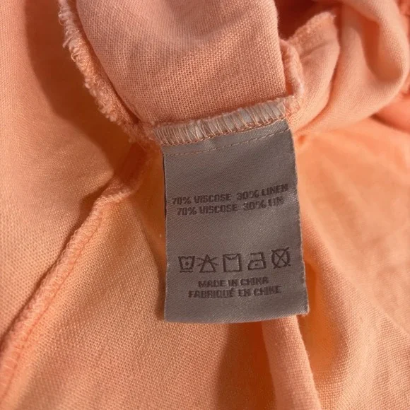 Linen Blend Boho Top Womens Large No Size Tag Brunch Fringe Hem Resort Artsy - Picture 6 of 6